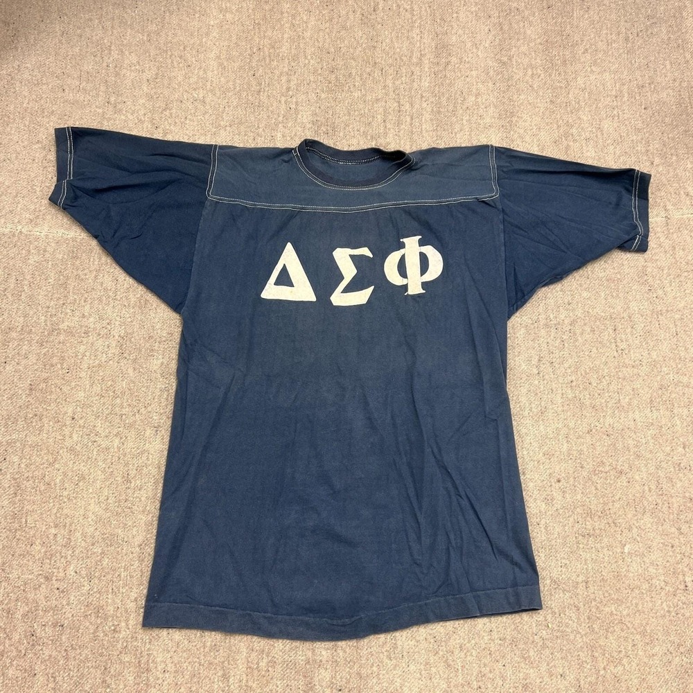 Vintage Alpha Sigma Phi Shirt Mens Medium Blue 1960s